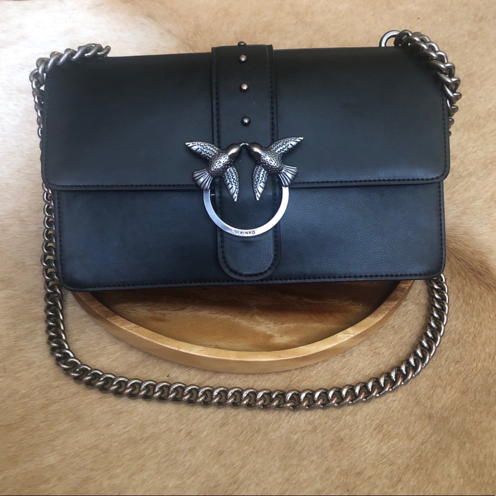 PINKO BLACK LEATHER LOVE BAG